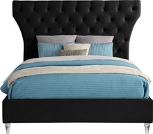 Load image into Gallery viewer, Kira Black Velvet Queen Bed