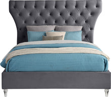 Load image into Gallery viewer, Kira Grey Velvet King Bed