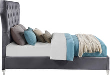Load image into Gallery viewer, Kira Grey Velvet Queen Bed