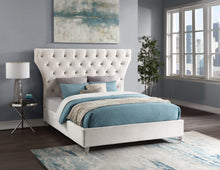 Load image into Gallery viewer, Kira Cream Velvet Queen Bed