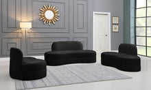 Load image into Gallery viewer, Mitzy Black Velvet Loveseat