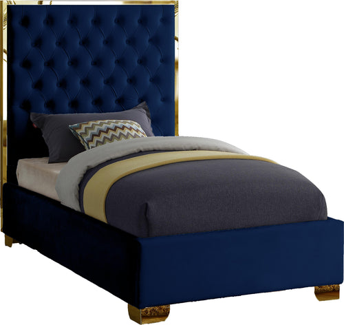 Lana Navy Velvet Twin Bed