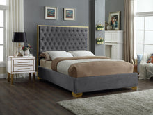 Load image into Gallery viewer, Lana Grey Velvet Queen Bed