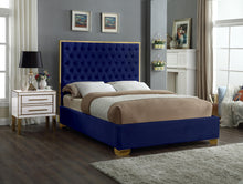 Load image into Gallery viewer, Lana Navy Velvet Queen Bed