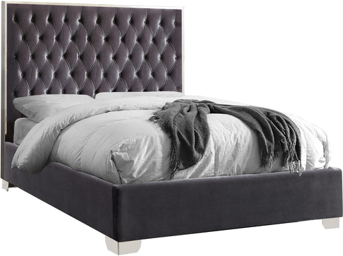 Lexi Grey Velvet Queen Bed