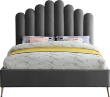 Load image into Gallery viewer, Lily Grey Velvet Queen Bed