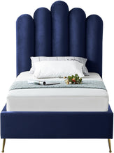 Load image into Gallery viewer, Lily Navy Velvet Twin Bed
