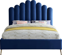 Load image into Gallery viewer, Lily Navy Velvet Queen Bed