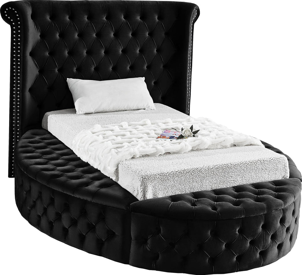 Luxus Black Velvet Twin Bed (3 Boxes)
