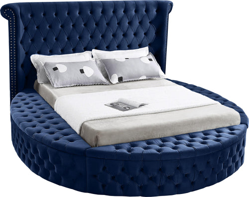 Luxus Navy Velvet Queen Bed (3 Boxes)