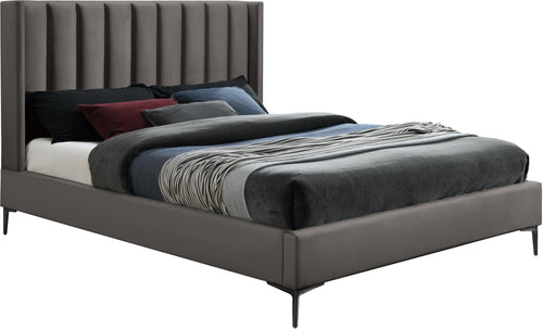 Nadia Grey Velvet Queen Bed