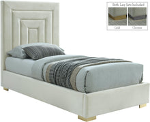 Load image into Gallery viewer, Nora Cream Velvet Twin Bed