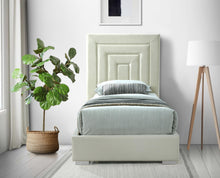 Load image into Gallery viewer, Nora Cream Velvet Twin Bed