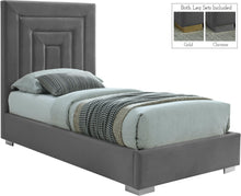 Load image into Gallery viewer, Nora Grey Velvet Twin Bed