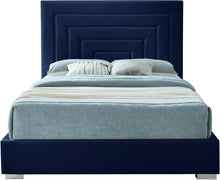Load image into Gallery viewer, Nora Navy Velvet Queen Bed