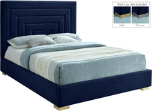 Load image into Gallery viewer, Nora Navy Velvet King Bed