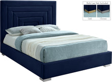 Load image into Gallery viewer, Nora Navy Velvet King Bed