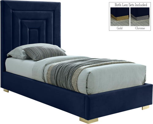 Nora Navy Velvet Twin Bed