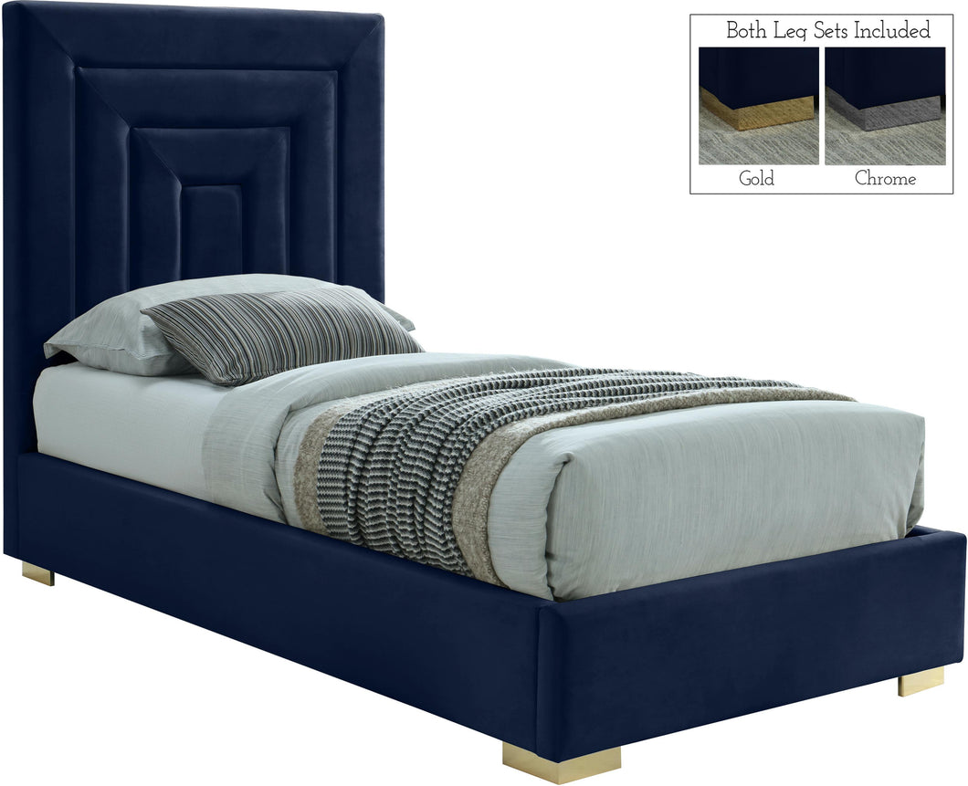 Nora Navy Velvet Twin Bed