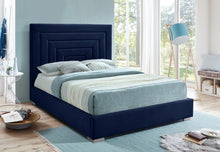 Load image into Gallery viewer, Nora Navy Velvet King Bed