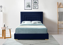 Load image into Gallery viewer, Nora Navy Velvet Full Bed