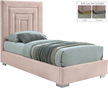 Load image into Gallery viewer, Nora Pink Velvet Twin Bed