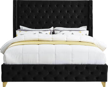 Load image into Gallery viewer, Savan Black Velvet Queen Bed
