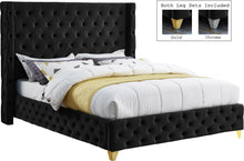 Load image into Gallery viewer, Savan Black Velvet Queen Bed