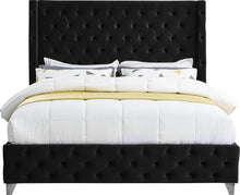 Load image into Gallery viewer, Savan Black Velvet Queen Bed