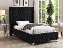 Load image into Gallery viewer, Savan Black Velvet Twin Bed