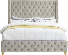 Load image into Gallery viewer, Savan Cream Velvet Queen Bed