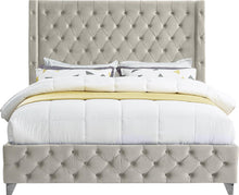 Load image into Gallery viewer, Savan Cream Velvet Queen Bed