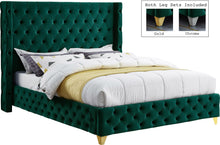 Load image into Gallery viewer, Savan Green Velvet King Bed