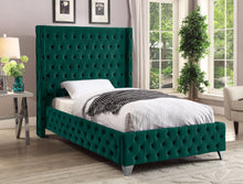 Load image into Gallery viewer, Savan Green Velvet Twin Bed