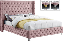 Load image into Gallery viewer, Savan Pink Velvet Queen Bed