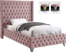 Load image into Gallery viewer, Savan Pink Velvet Twin Bed