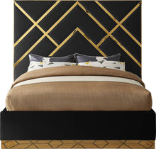 Load image into Gallery viewer, Vector Black Velvet Queen Bed