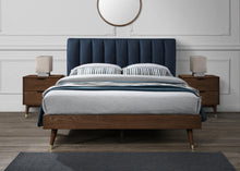 Load image into Gallery viewer, Vance Navy Linen Fabric Queen Bed (3 Boxes)
