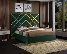 Load image into Gallery viewer, Vector Green Velvet Queen Bed