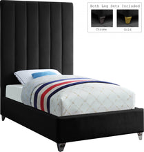 Load image into Gallery viewer, Via Black Velvet Twin Bed