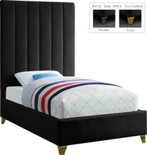 Load image into Gallery viewer, Via Black Velvet Twin Bed