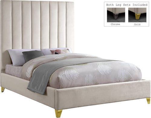 Via Cream Velvet Full Bed