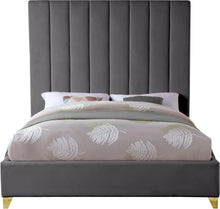 Load image into Gallery viewer, Via Grey Velvet King Bed