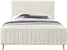 Load image into Gallery viewer, Zara Cream Velvet Queen Bed (3 Boxes)