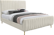 Load image into Gallery viewer, Zara Cream Velvet Queen Bed (3 Boxes) image