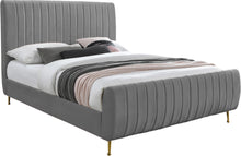 Load image into Gallery viewer, Zara Grey Velvet Queen Bed (3 Boxes) image