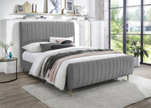 Load image into Gallery viewer, Zara Grey Velvet Queen Bed (3 Boxes)