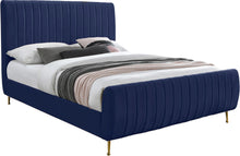 Load image into Gallery viewer, Zara Navy Velvet King Bed (3 Boxes) image
