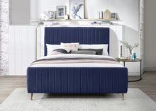 Load image into Gallery viewer, Zara Navy Velvet King Bed (3 Boxes)