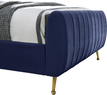 Load image into Gallery viewer, Zara Navy Velvet King Bed (3 Boxes)